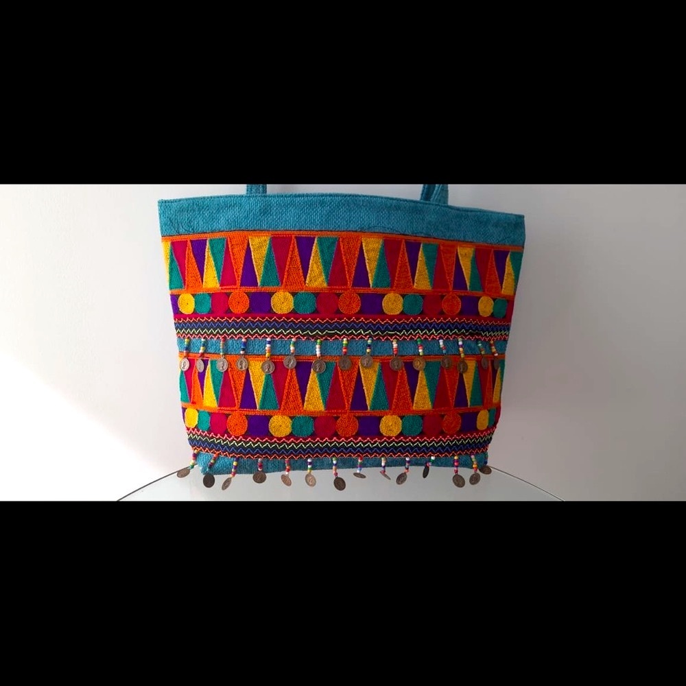 New embroidery and beads tote shoulder handbag